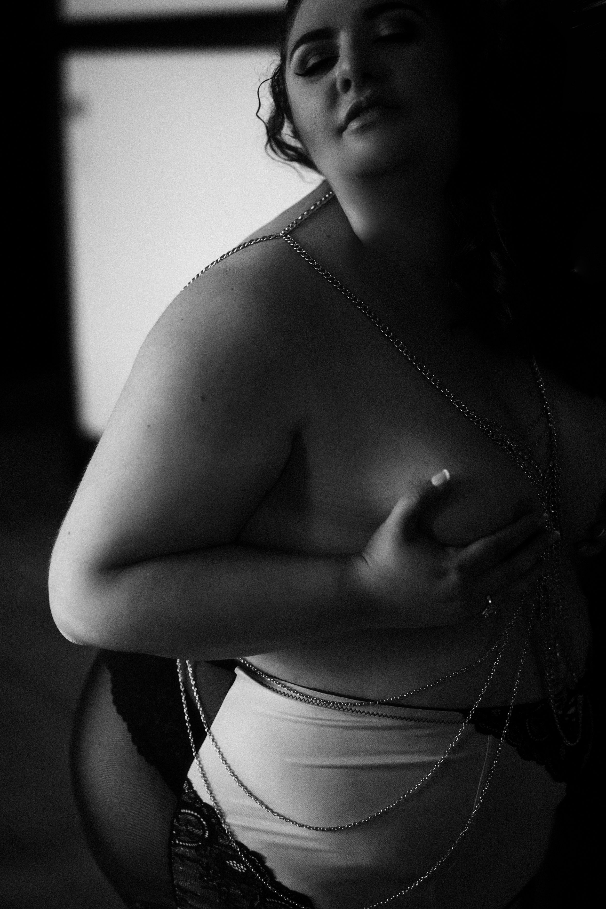 Body Chains in a black and white photo